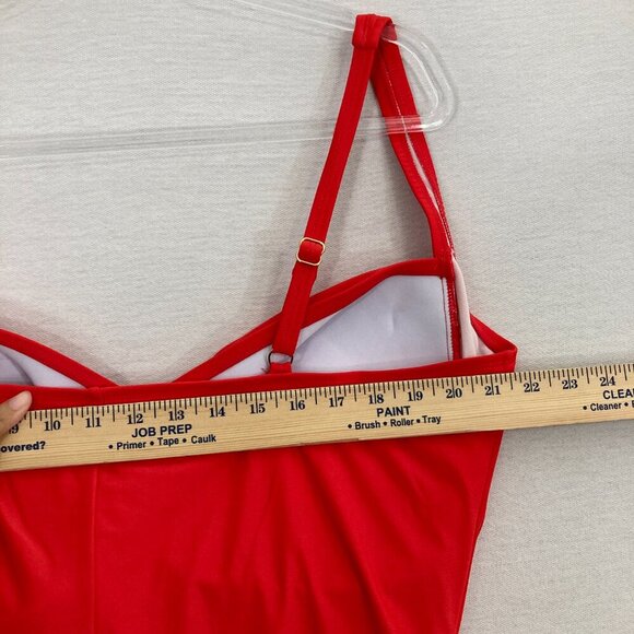 New Liz Claiborne Red Adjustable Straps Molded Cups Swimsuit One Piece size 24W - Picture 7 of 10